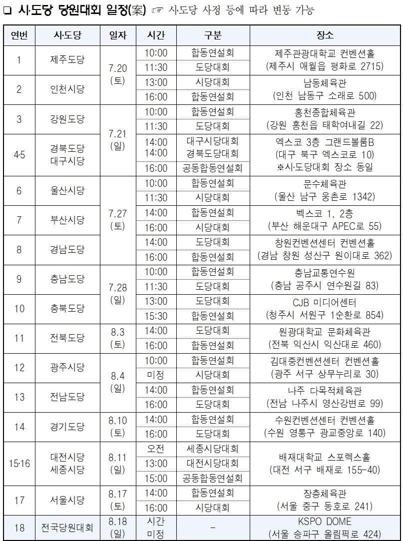 2024 민주당 전당대회 일정
